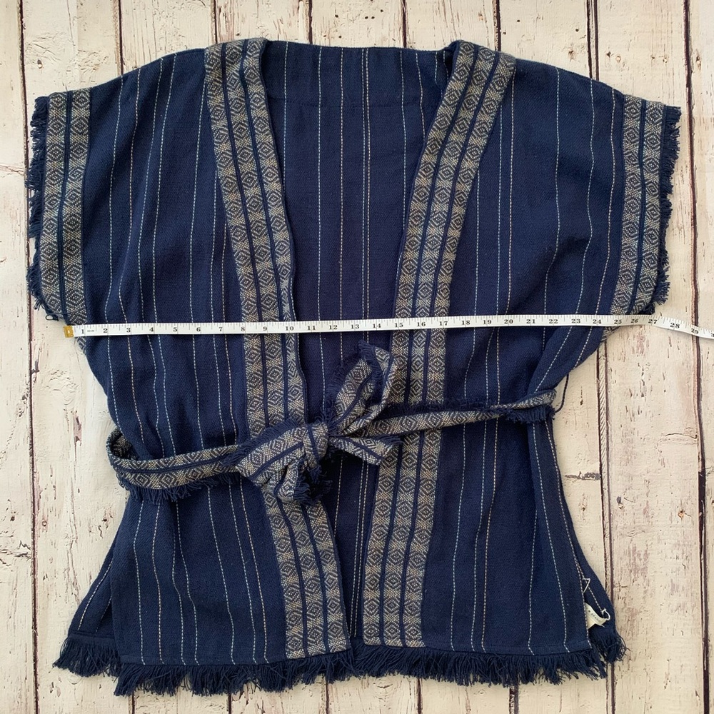 Lucky brand belted Aztec fringe kimono jacket vest - Picture 4 of 5